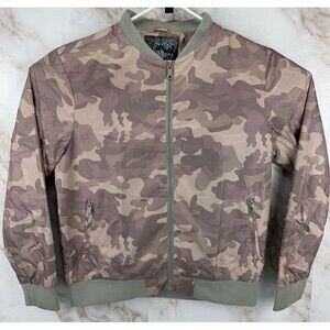Whispering Smith Camo Polyester Zip-Up Jacket Size Medium